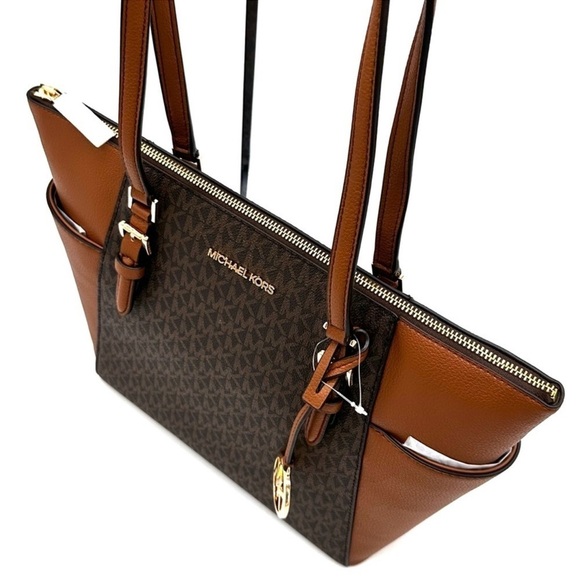 Michael Kors Large Charlotte Tote Bag & Large Double Zip Wallet Brown (NWT) - Picture 6 of 14